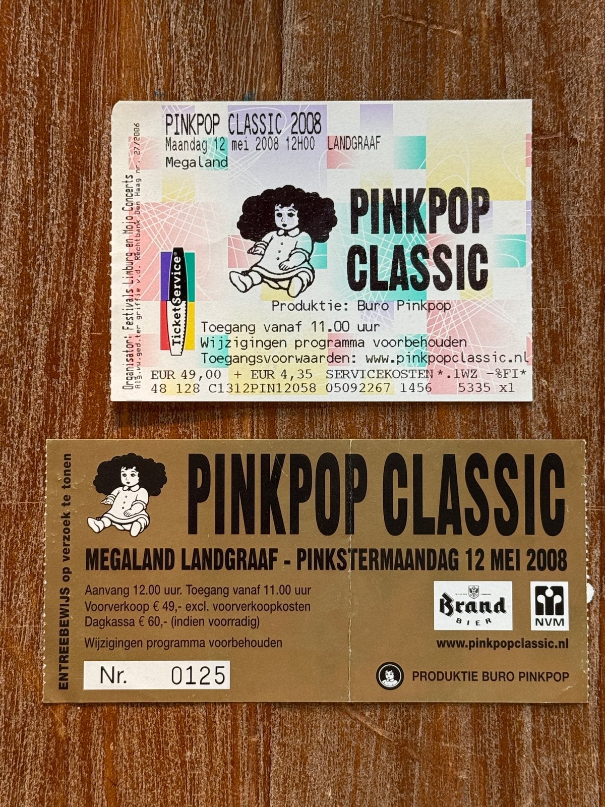 2 Concertkaartje pinkpop classic 2008, Verzamelen, Ophalen of Verzenden, Foto of Kaart