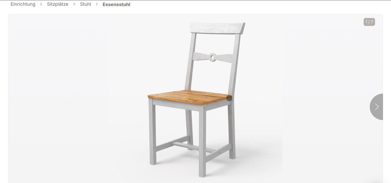 Houten eetkamerstoel - Wit met naturel zitting, Huis en Inrichting, Stoelen, Ophalen, Gebruikt, Wit, Eén