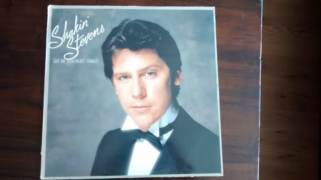 LP - Shakin' Stevens - Give me your heart tonight, Cd's en Dvd's, Vinyl | Rock, Ophalen of Verzenden, Zo goed als nieuw, 12 inch