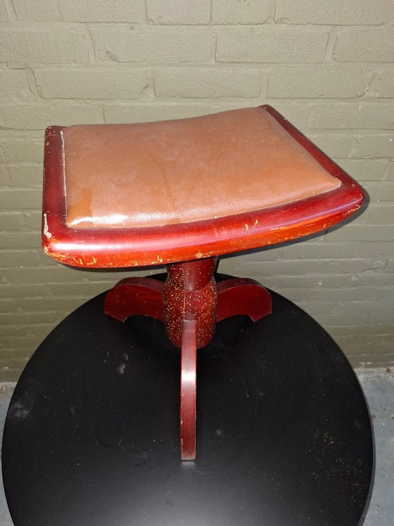 Art Deco Pianokruk - Ergonomische Draaikruk Hout & Leer, Ophalen, Gebruikt, Overige kleuren, Overige typen