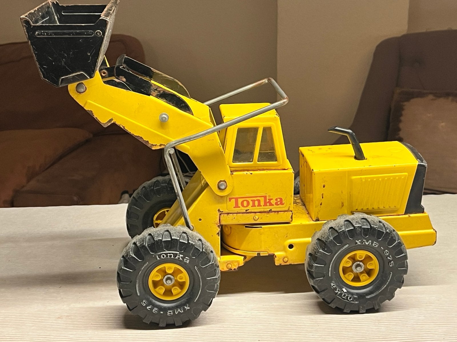 Vintage Tonka Shovel / Front Loader (Geel) – Speelgoed  '70, Ophalen, Zo goed als nieuw, Tractor of Landbouw, Overige merken
