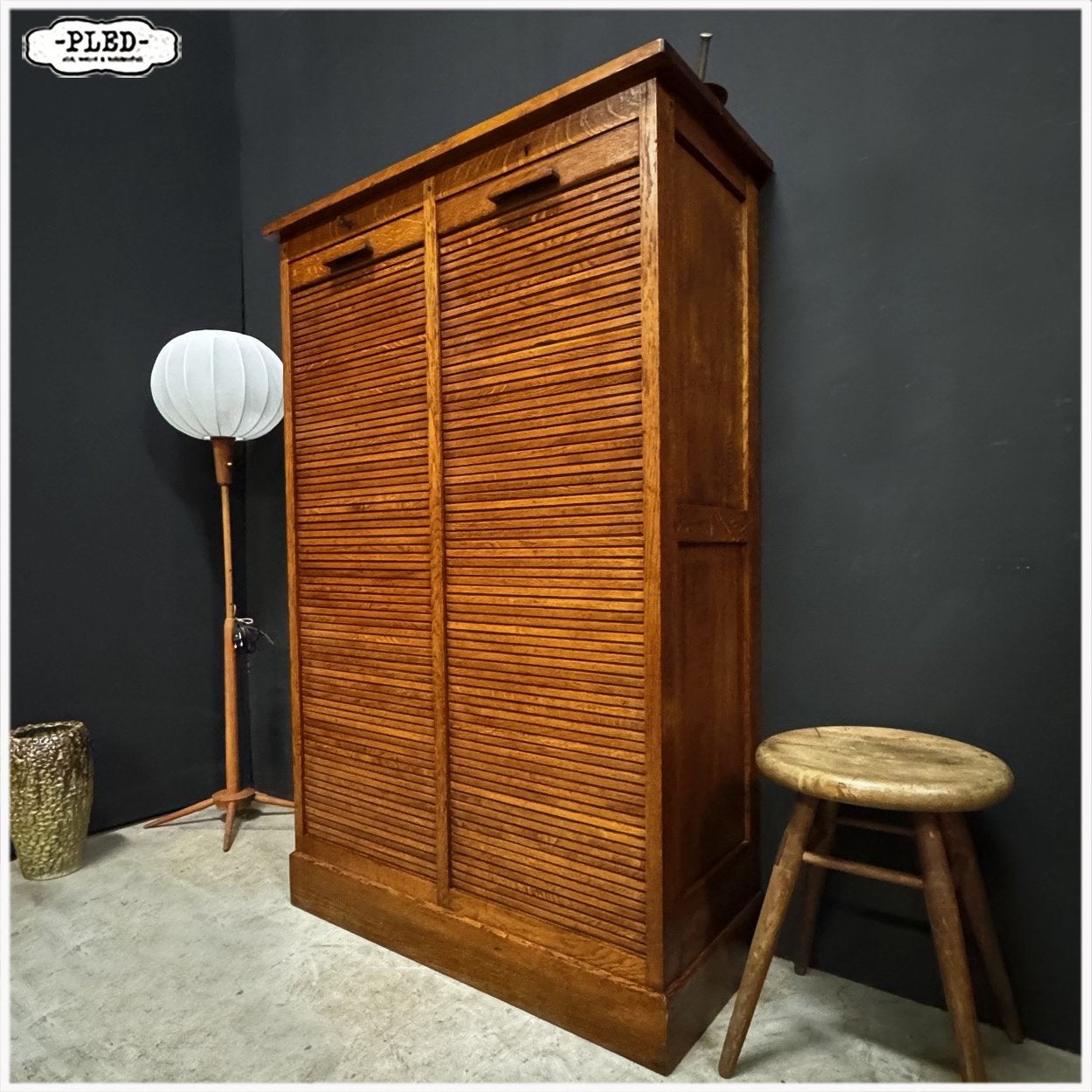 Tweedeurs roldeurkast Kast Archiefkast Boekenkast, Ophalen, Gebruikt, 100 tot 150 cm, Vintage Officestijl