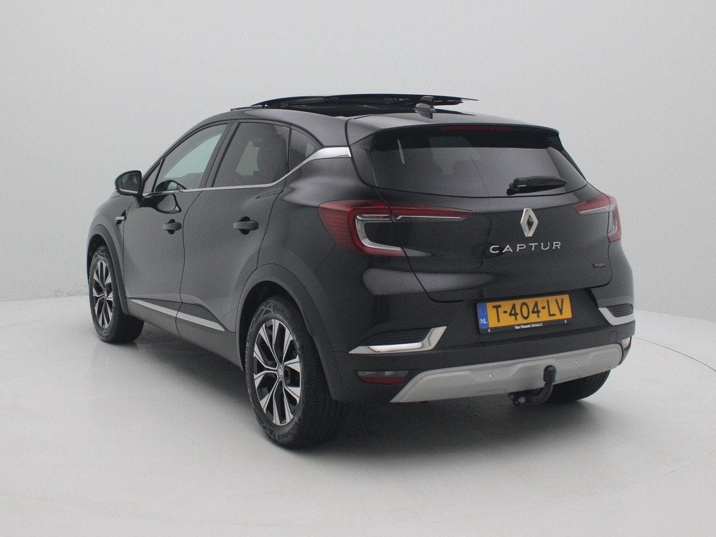 Renault Captur 1.6 E-Tech full hybrid 145 techno | Apple Car, Auto's, Renault, Gebruikt, 715 kg, Leder en Stof, Zwart