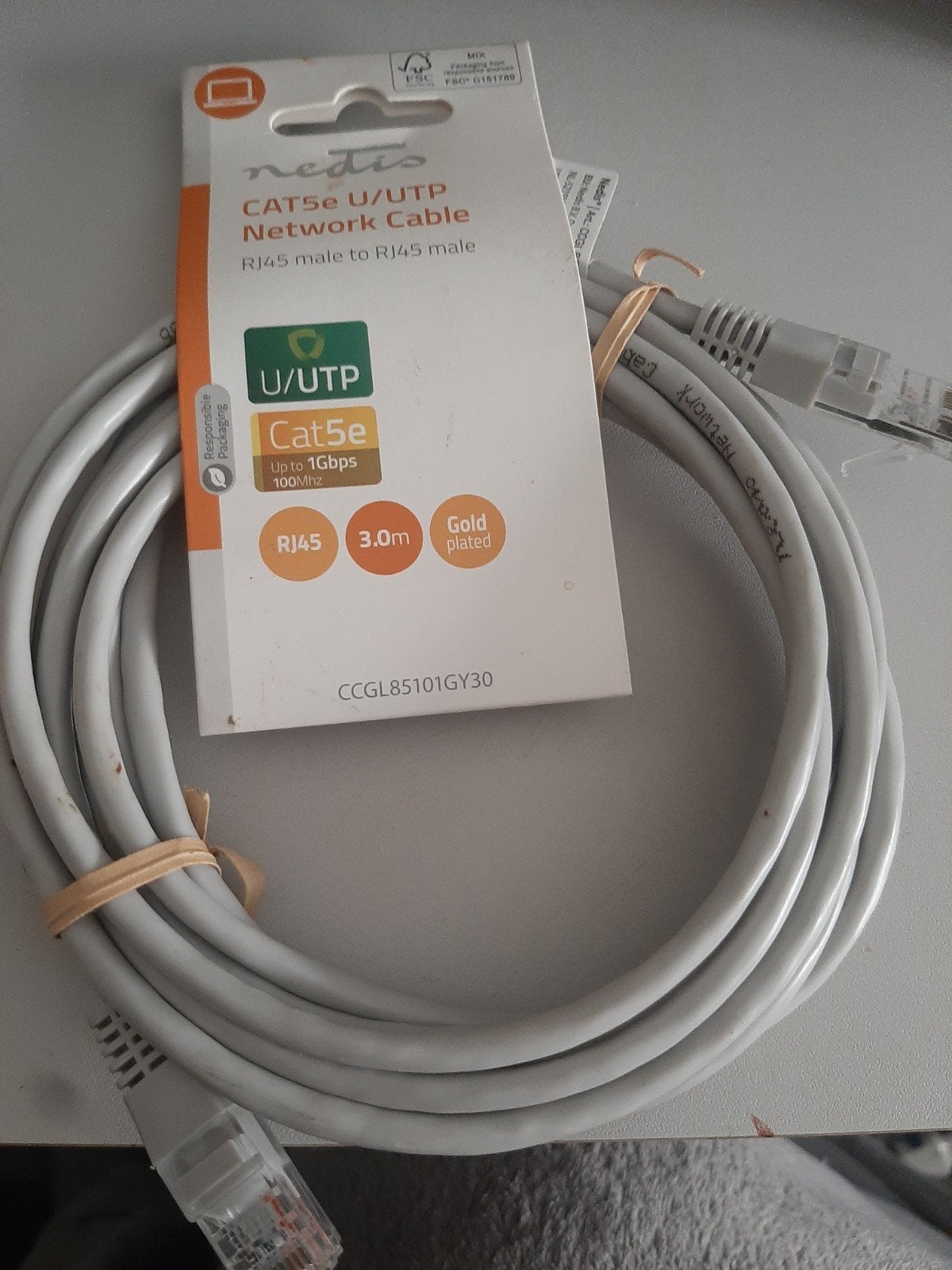 Nedis CAT5e U/UTP Netwerkkabel RJ45 - 3.0m, Computers en Software, Pc- en Netwerkkabels, Ophalen of Verzenden, Nieuw