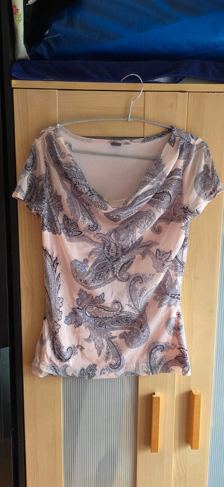 s.Oliver Premium roze paisley T-shirt met watervalhals, S.Oliver Premium, Ophalen of Verzenden, Korte mouw, Roze