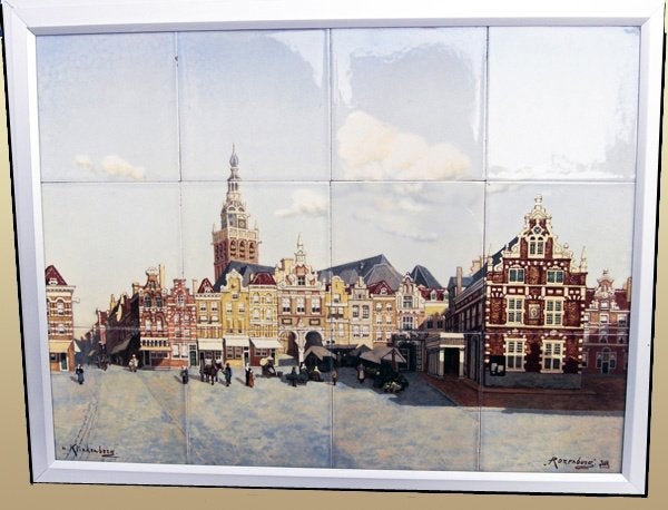 Rozenburg 12 tegels Tableau (Nr.: 10), Antiek en Kunst, Ophalen of Verzenden