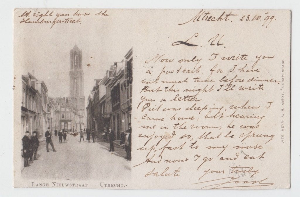 395 Oude Ansichtkaart Utrecht Lange Nieuwstraat 1899 B16, Verzenden, Voor 1920, Gelopen, Utrecht