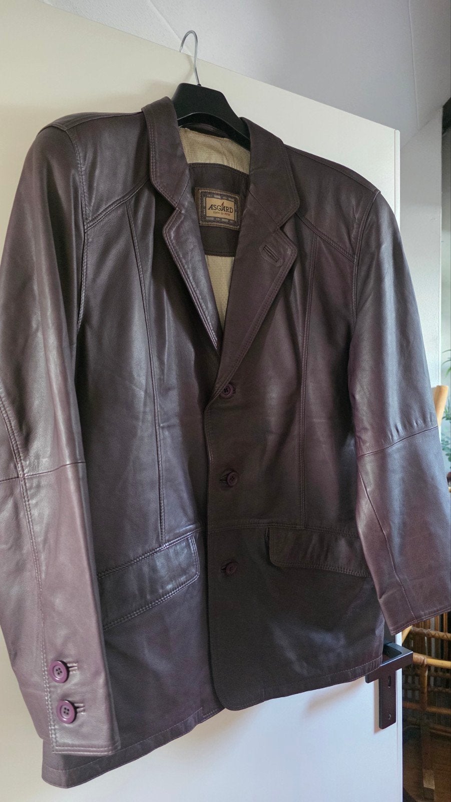 vintage leren colbert Asgard styled by pefri/100% lamm nappa, Ophalen, Overige kleuren, Maat 48/50 (M), Gedragen