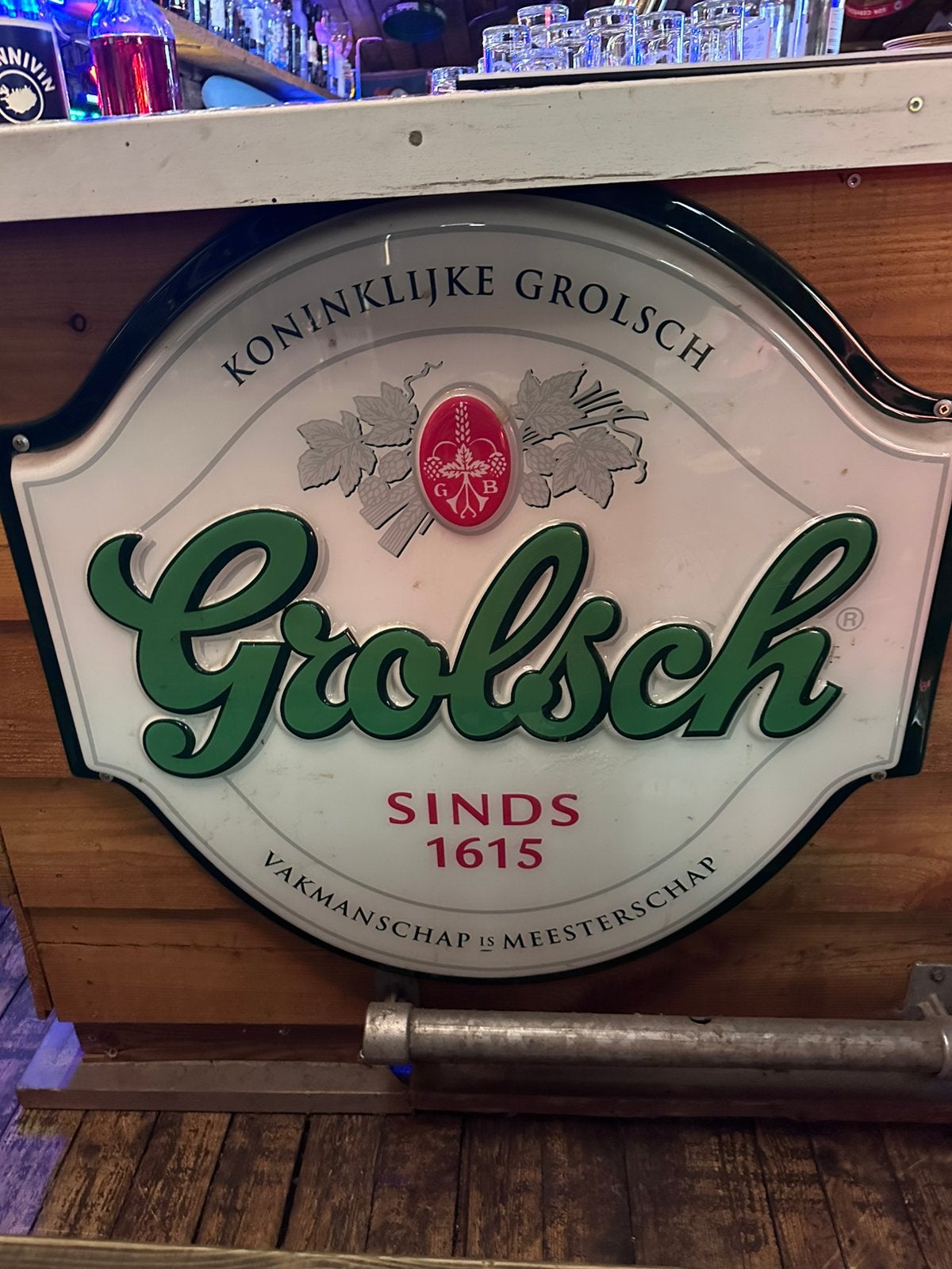 Te koop mooi Grolsch wandbord, Ophalen, Zo goed als nieuw, Reclamebord, Plaat of Schild, Grolsch