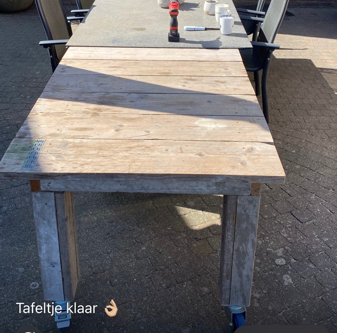 Steigerhouten tafel, Ophalen, Zo goed als nieuw, Rechthoekig, Hout