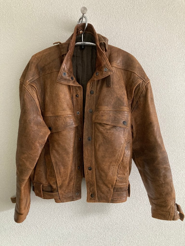 Stoere vintage leren heren jack, Kleding | Heren, Ophalen, Gedragen, Maat 48/50 (M), Bruin