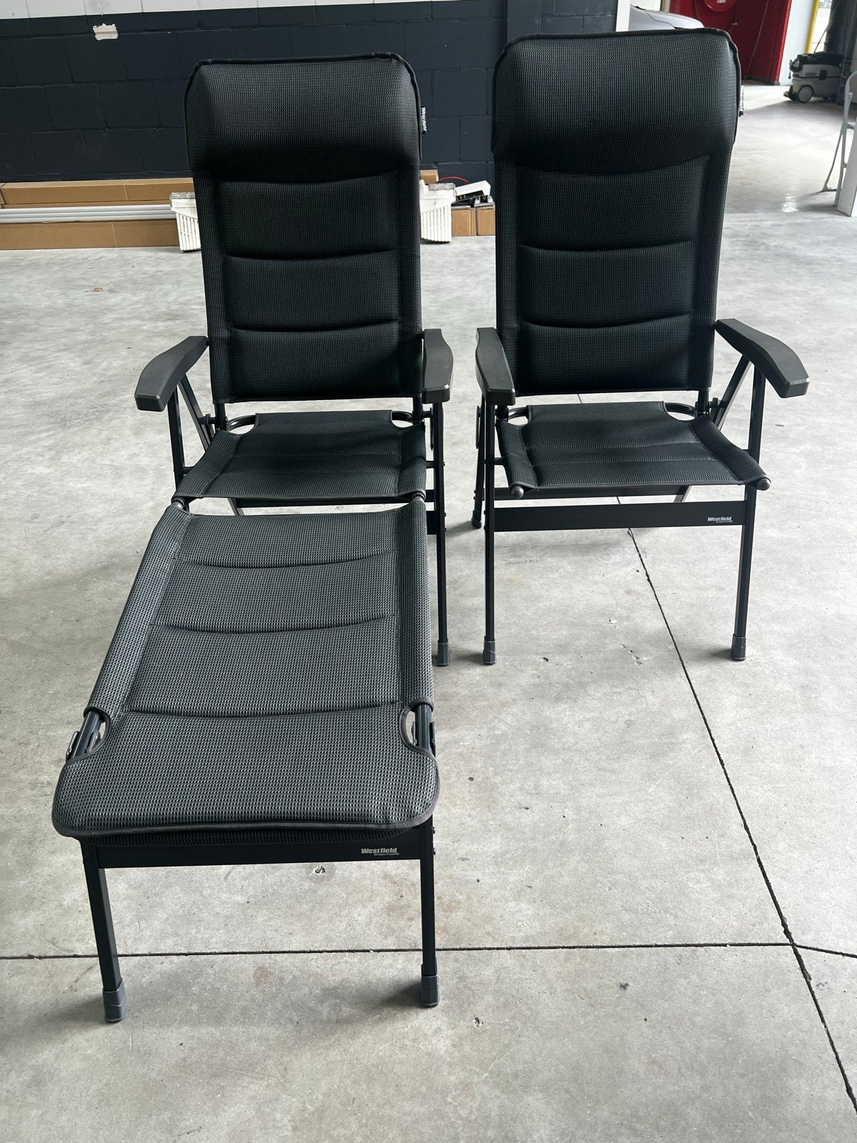 Westfield Campingstoelen (2) met 1 Beenligger, Ophalen, Zo goed als nieuw, Campingstoel