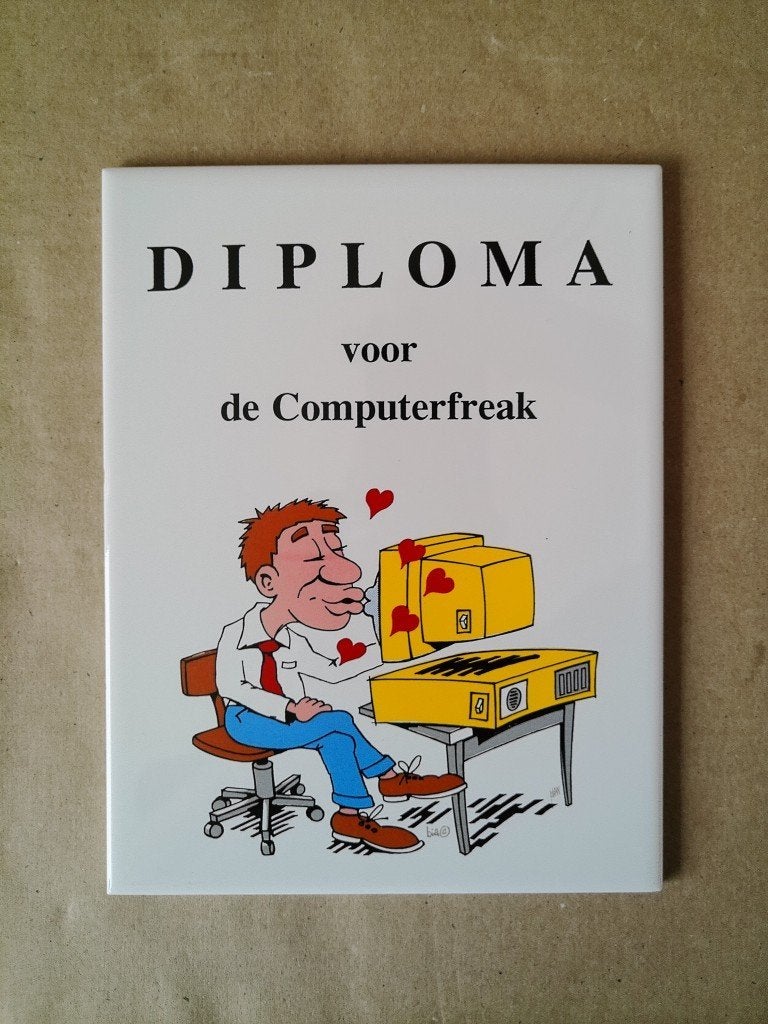 Curiosa Sphinx tegel Diploma voor de Computerfreak 15x20cm, Ophalen of Verzenden
