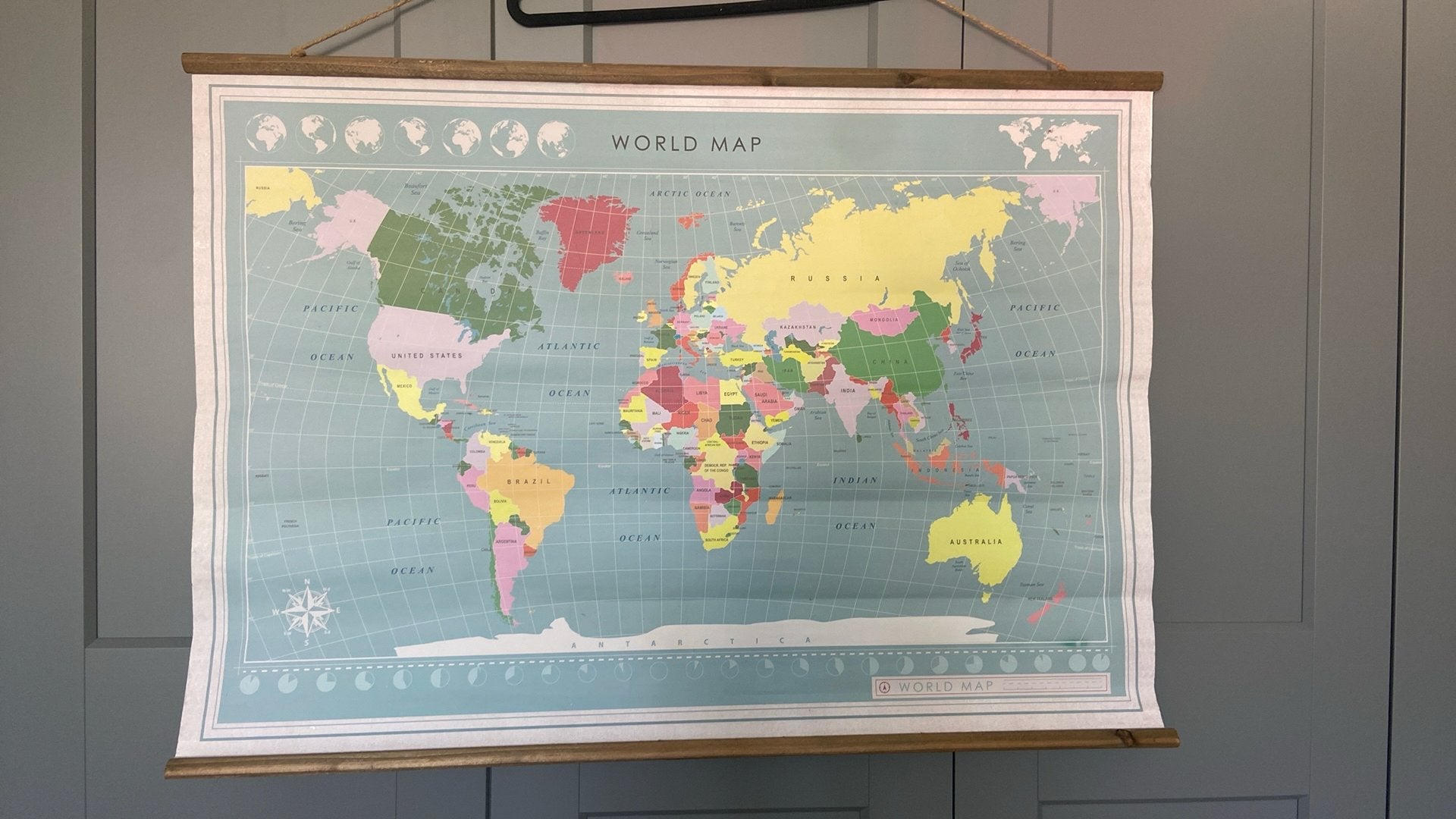 Oude schoolplaat world map, Ophalen, Aardrijkskunde