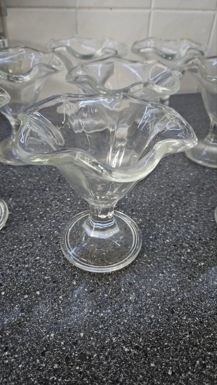 Set van 8 vintage glazen ijscoupes, Antiek en Kunst, Ophalen of Verzenden