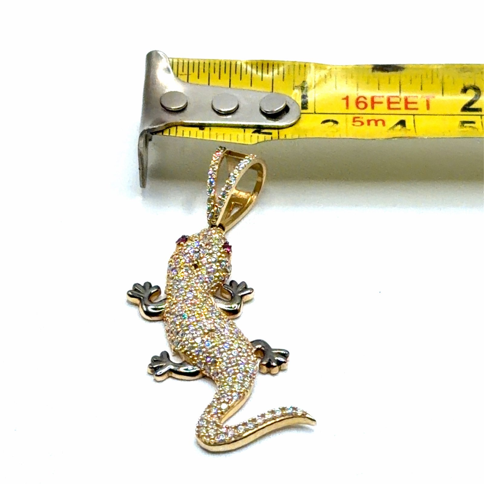 Gouden Hagedis Hanger met Zirkonia en Robijn Ogen, W, Nieuw, Ophalen of Verzenden, W