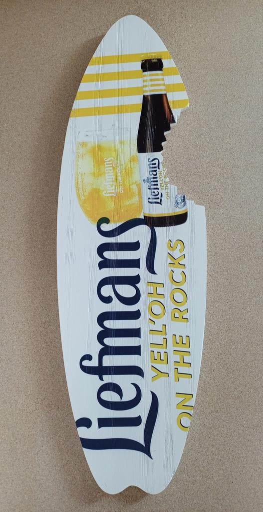 Liefmans Yell'Oh Origineel Surfboard Reclamebord Hout, Verzamelen, Biermerken, Ophalen, Nieuw, Reclamebord, Plaat of Schild, Duvel