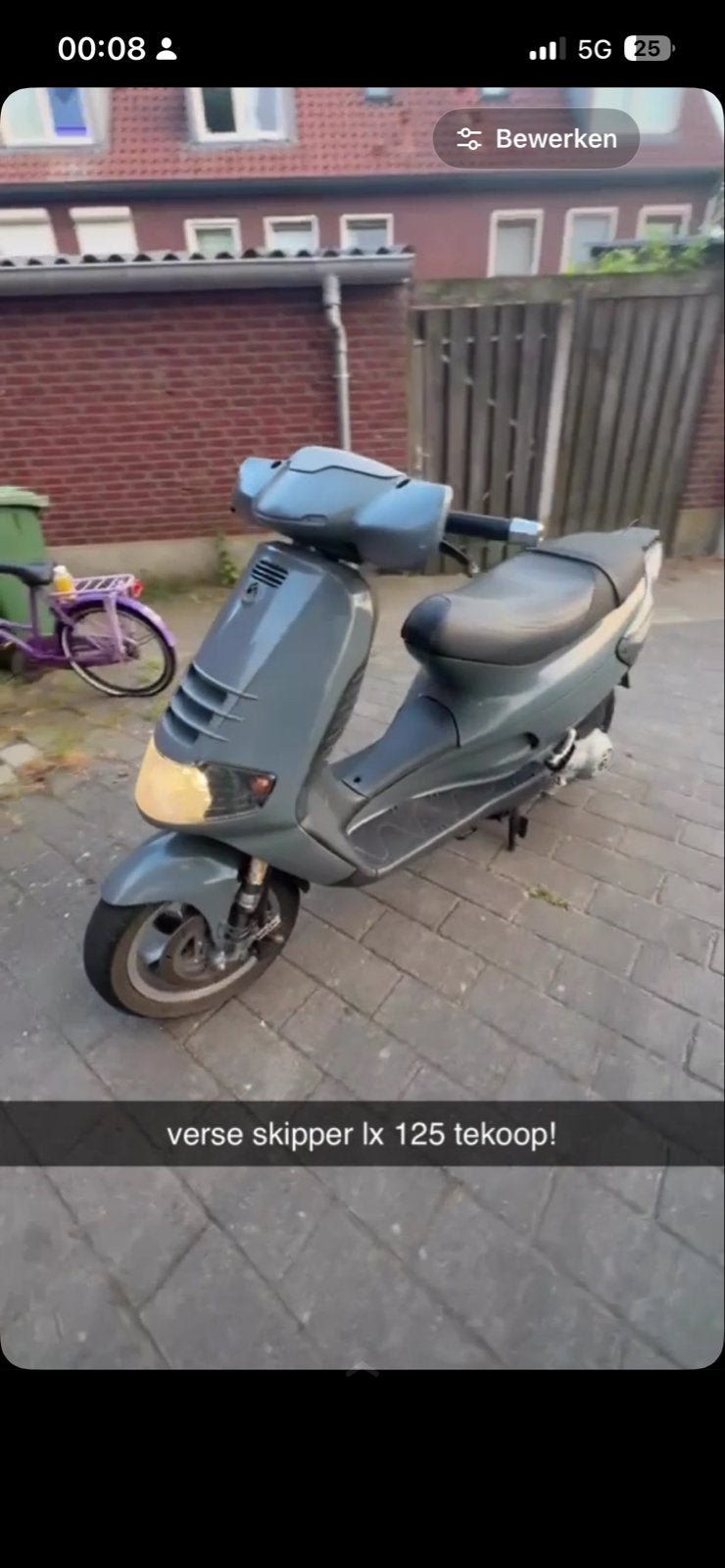 Piaggio Skipper LX 125, Fietsen en Brommers, Scooters | Piaggio, Ophalen, Gebruikt, Overige modellen, Maximaal 45 km/u