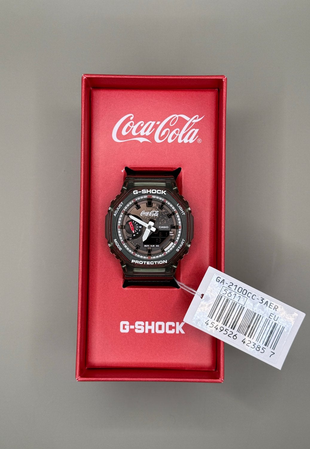 Casio G-Shock Coca-Cola GA-2100CC-3AER nieuw full set, Casio, Kunststof, Polshorloge, Nieuw