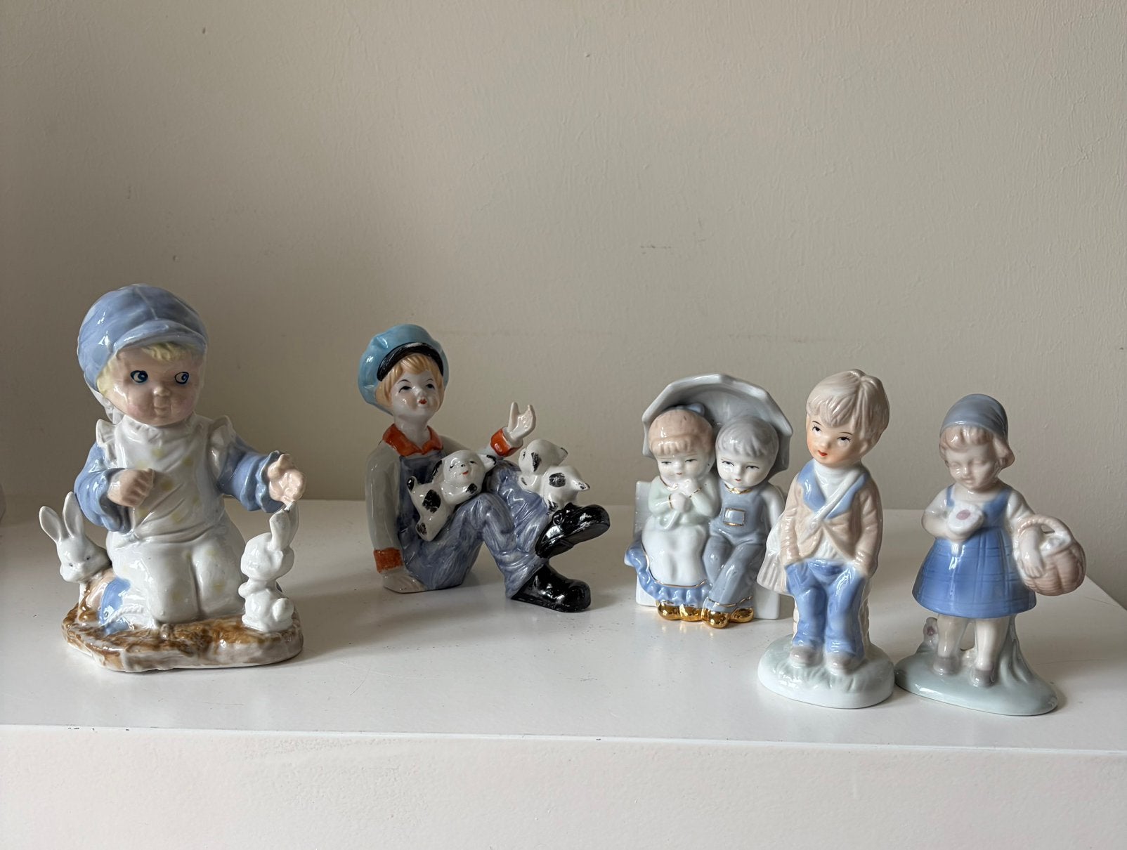 5 porseleinen en keramische beeldjes, van 11 naar 15 cm., Verzamelen, Ophalen of Verzenden, Gebruikt, Mens
