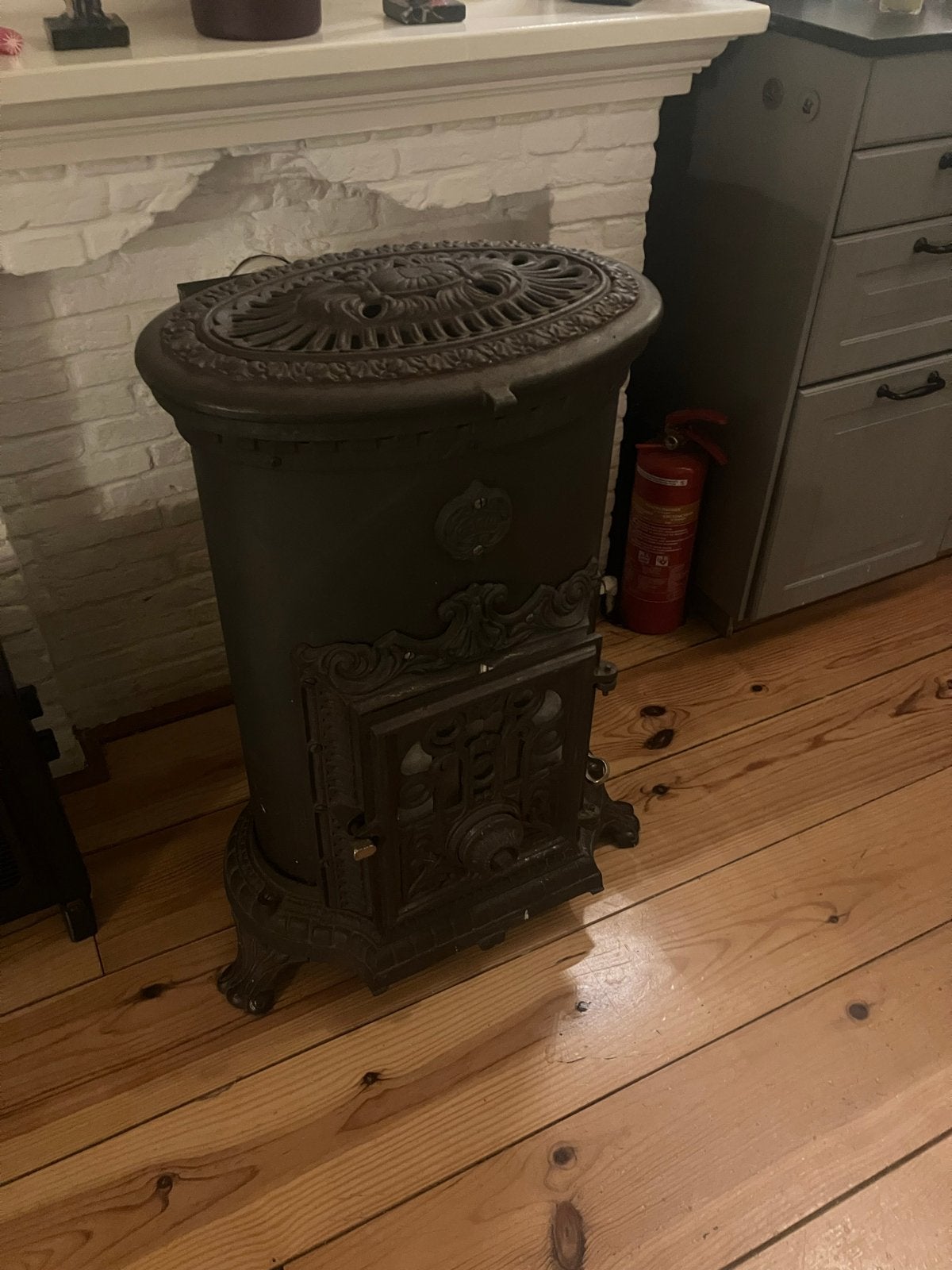 Antieke Godin Gaskachel - Vrijstaand en Decoratief, Ophalen, Gebruikt, Gas, Vrijstaand
