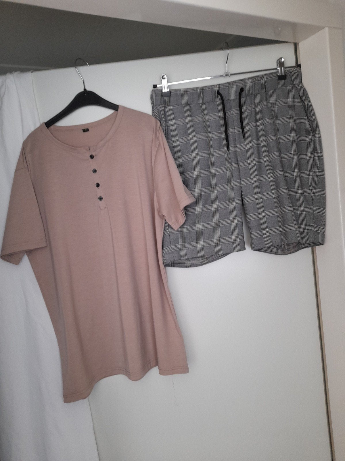 Heren geruit short +shirt mt L, Ophalen of Verzenden, Zo goed als nieuw, Maat 52/54 (L), Overige kleuren