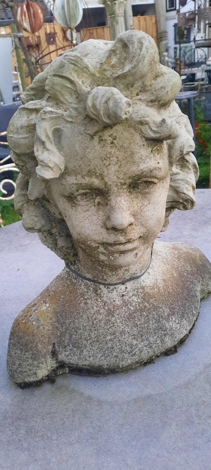 Antieke Buste van een Kind - Steen of Keramiek, Tuin en Terras, Ophalen, Zo goed als nieuw, Beton