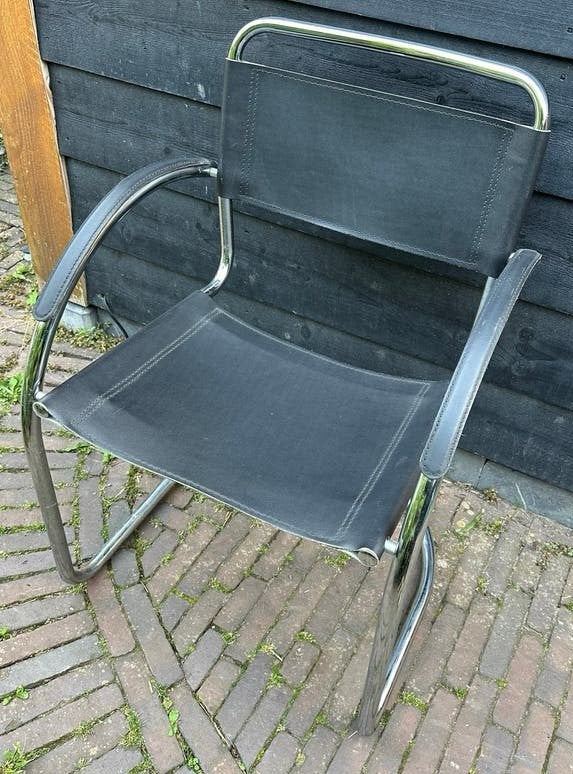 Vintage Bauhaus Stijl Buisframe Stoel - Zwart, Ophalen