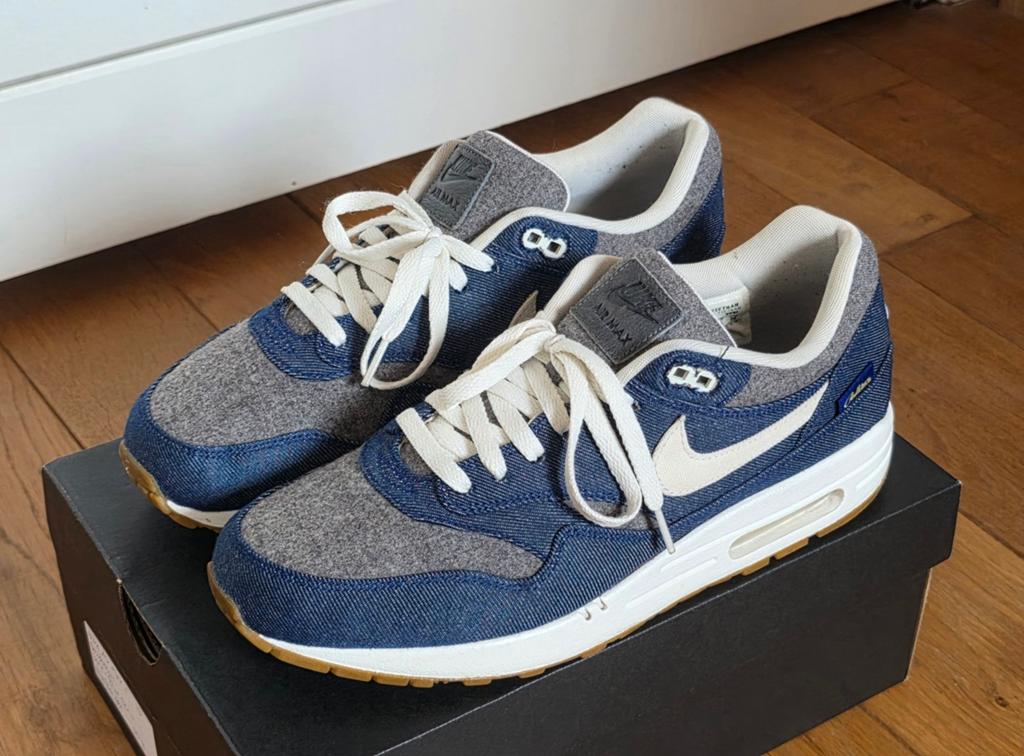 Air Max 1 Pendleton ID Blue Denim maat 44, Nike air max, Overige kleuren, Verzenden, Sneakers of Gympen
