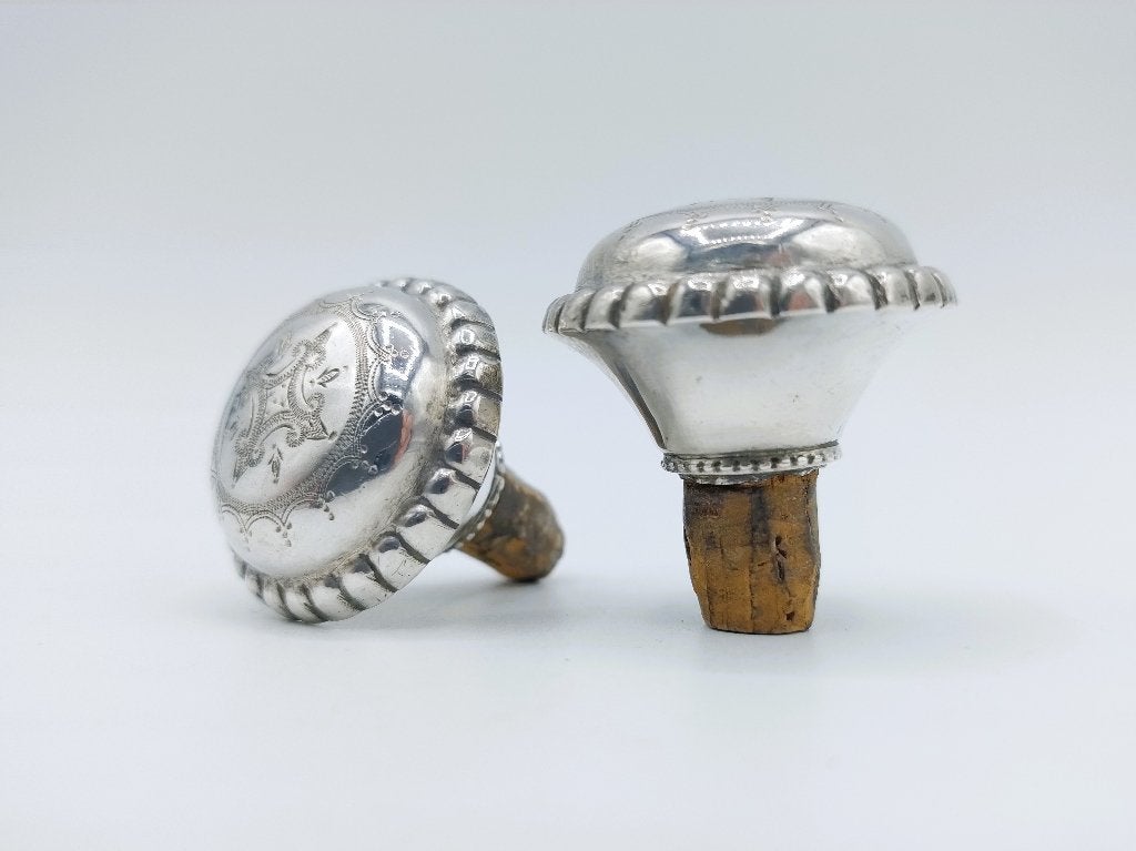 2 Zilveren sierkurken, 19e eeuws, Verzenden, Zilver
