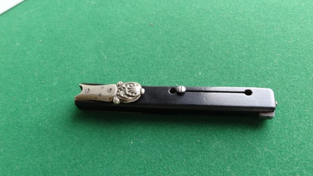 Schrijfgerei  Antiek Pennenmes Ebbenhout en zilver, Ophalen of Verzenden