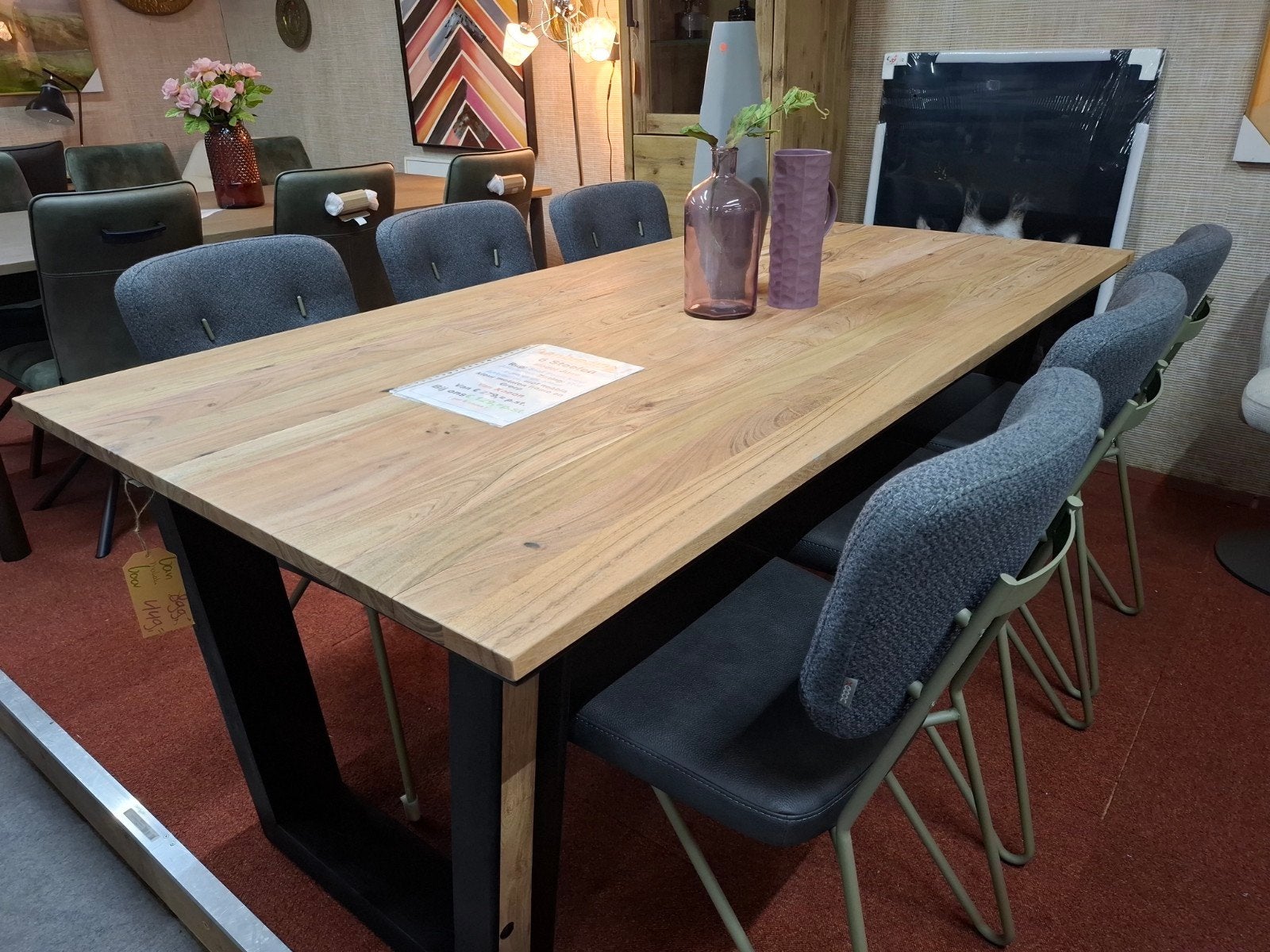 Nieuwe Tafel 200 x 100 cm. Massief Kikar hout, Makalu H@H, Ophalen, Nieuw, 50 tot 100 cm, Vijf personen of meer