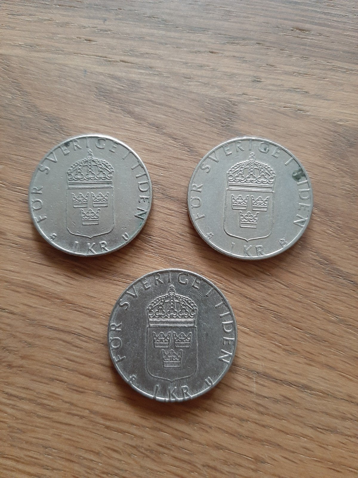 Set van 3 Zweedse 1 Kroon munten,, Ophalen of Verzenden