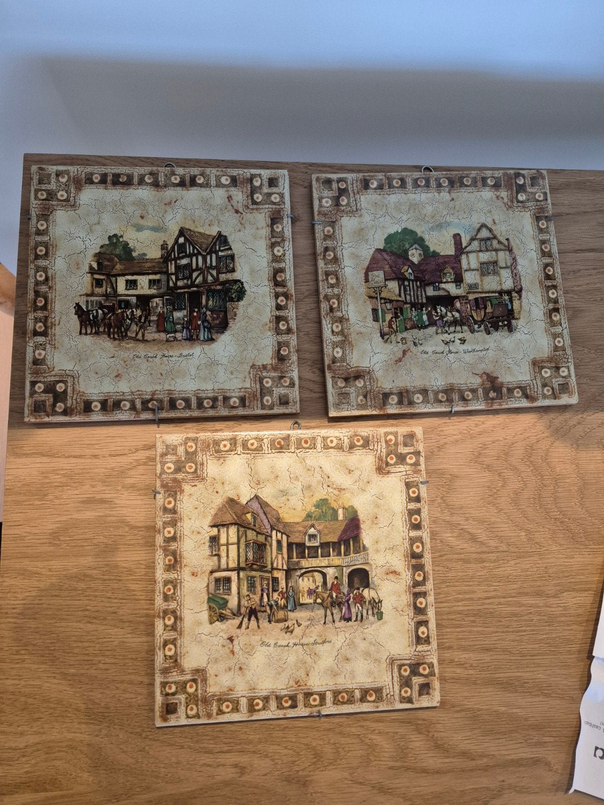 Set van 3 Vintage Wandtegels met Engelse Tafereel, Ophalen of Verzenden