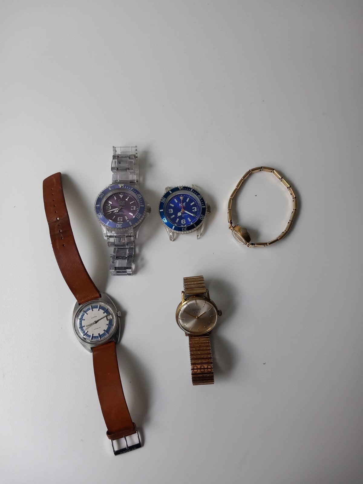 5 stuks oude horloges, Sieraden, Tassen en Uiterlijk, Horloges | Heren, Overige merken, Overige materialen, Gebruikt, Polshorloge