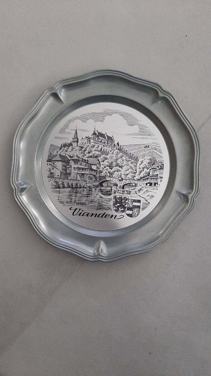vintage tinnen wand bord Vianden, Ophalen of Verzenden