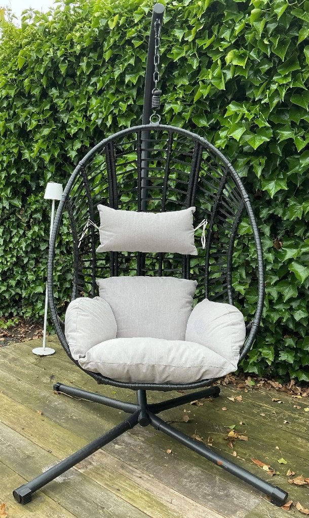 Luxe Hangstoel / Egg Chair met Standaard & Kussens, Ophalen, Gebruikt, Metaal, Verstelbaar