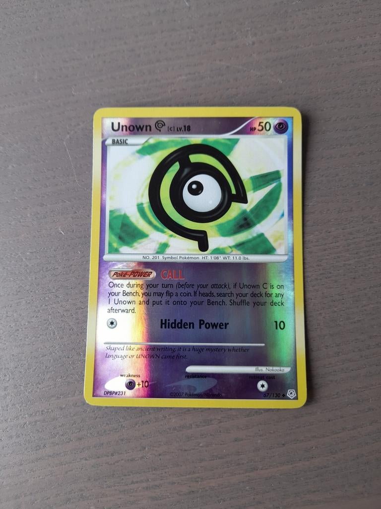 2007 diamond & pearl 67/130 unown c reverse, Ophalen of Verzenden, Gebruikt, Losse kaart, Foil