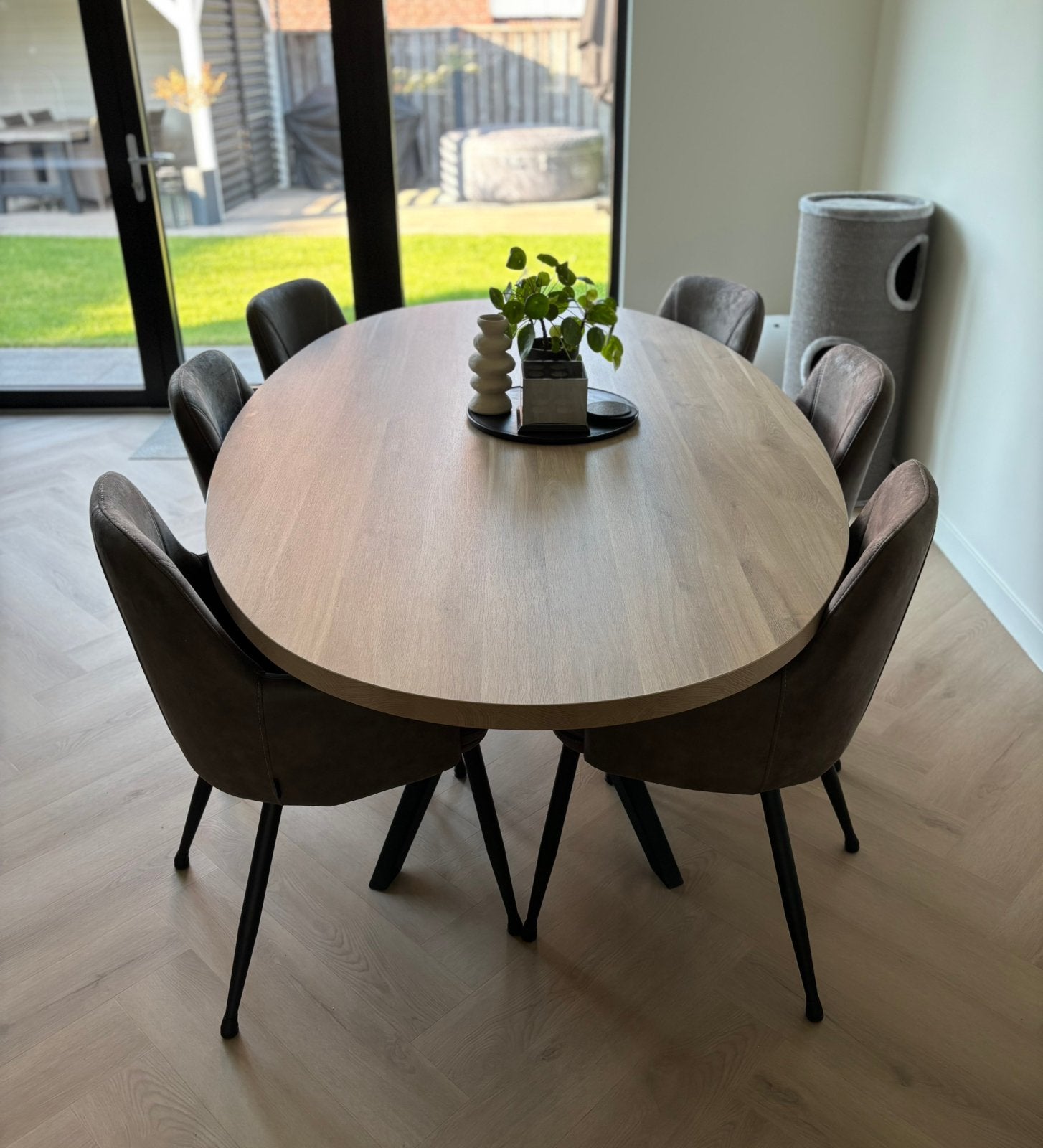Eettafel incl 6 stoelen, Ophalen, 100 tot 150 cm, 200 cm of meer, Zo goed als nieuw