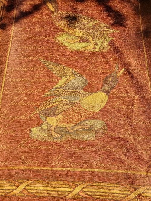 tafelkleed/ wandkleed eenden mannetje en vrouwtje, Huis en Inrichting, Ophalen of Verzenden, 'T Olde Gre-j, Info@toldegrej.nl