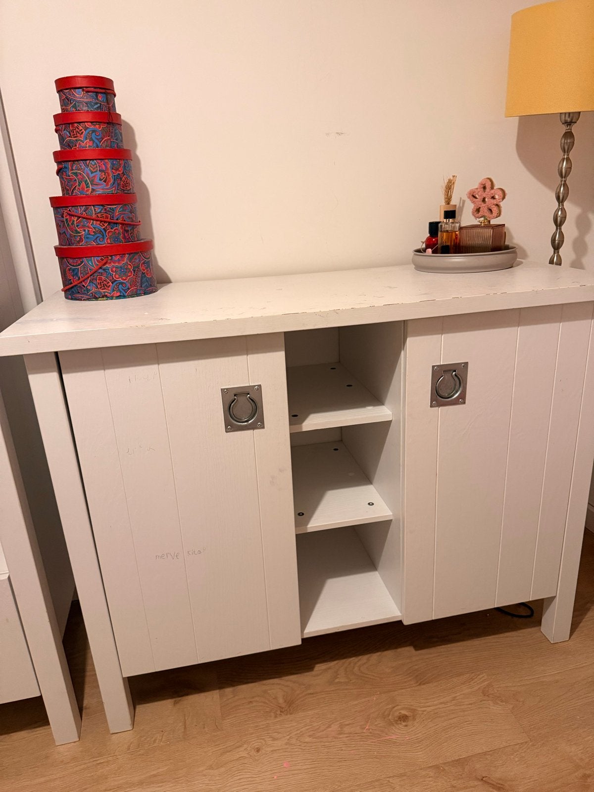 Witte commode/kast met lades en deuren, Ophalen, Gebruikt, 50 tot 70 cm, 100 cm of meer