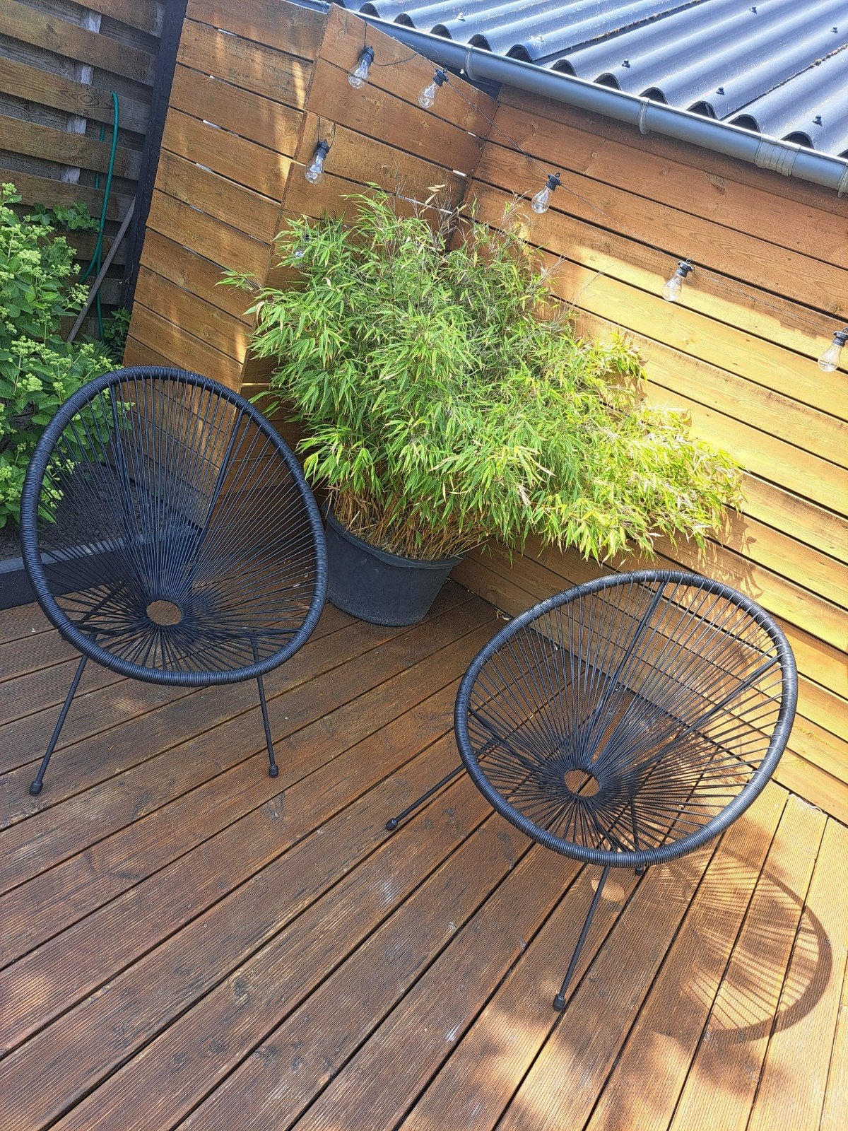2x Zwarte Acapulco stoelen voor buiten, Tuin en Terras, Tuinstoelen, Ophalen, Gebruikt, Kunststof