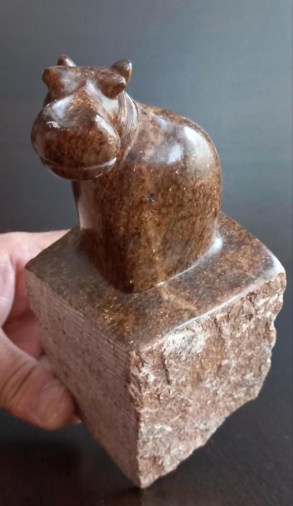 Art Deco Beeld – Nijlpaard in Steen Mooi veelbelovend beeld, Ophalen of Verzenden