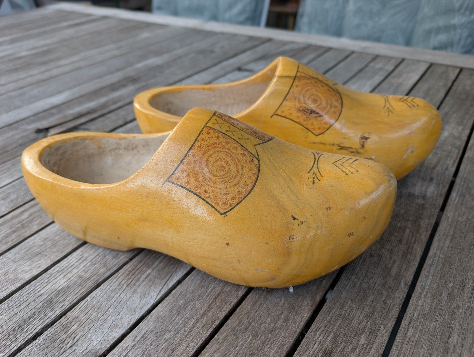Traditionele Nederlandse Klompen - Geel met Decoratie, Ophalen of Verzenden