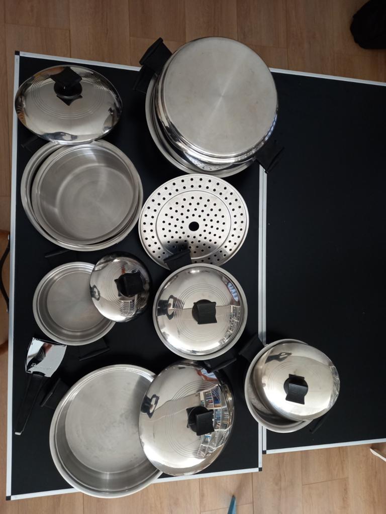 Pannenset van Rena-ware.+rooster,au bain marie pan +handvat, Ophalen of Verzenden, Zo goed als nieuw, Rvs, Pannenset