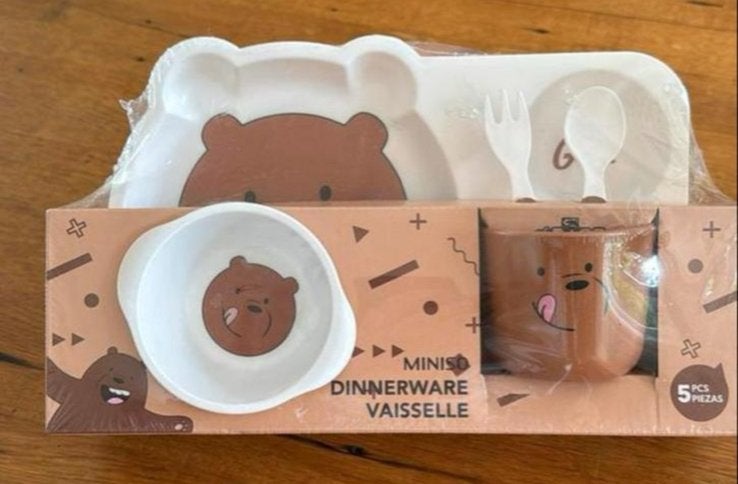 Leuk Kinder Eetsetje met We Bare Bears Design - 5-delig, Ophalen of Verzenden, Nieuw