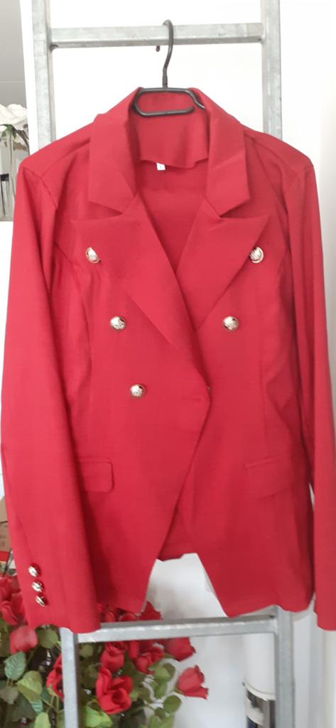 Rood double-breasted blazerpak met gouden knopen, Onbekend, Ophalen of Verzenden, Nieuw
