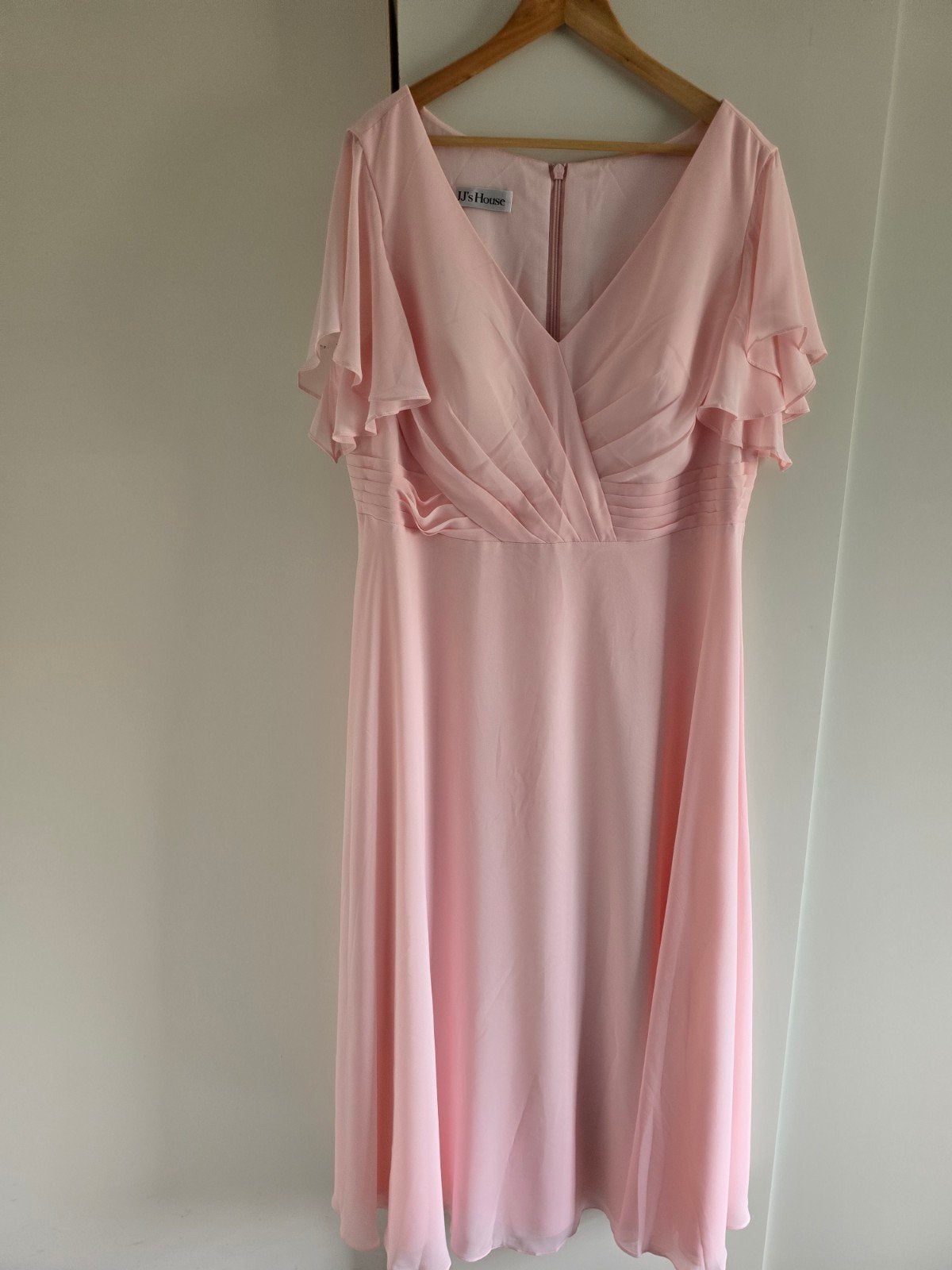 Roze galajurk/feestjurk met korte mouwen, Maat 46/48 (XL) of groter, Ophalen of Verzenden, Zo goed als nieuw, Onder de knie