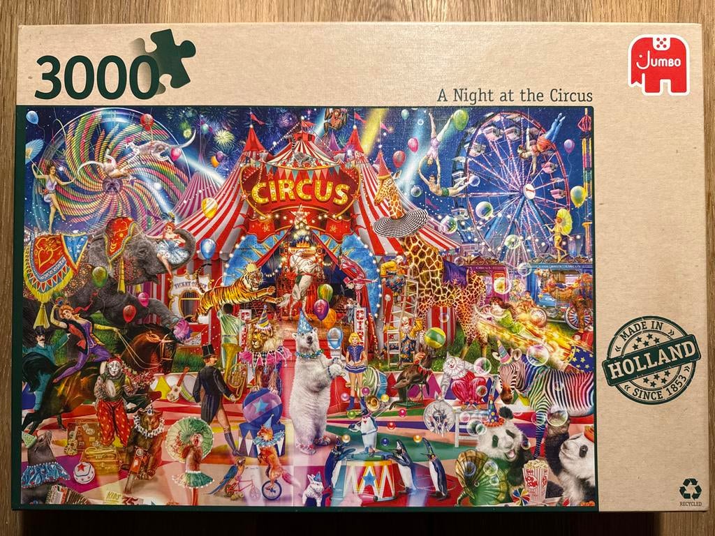 Jumbo puzzel 3000 st - A night at the circus, Ophalen of Verzenden, Meer dan 1500 stukjes, Zo goed als nieuw, Legpuzzel