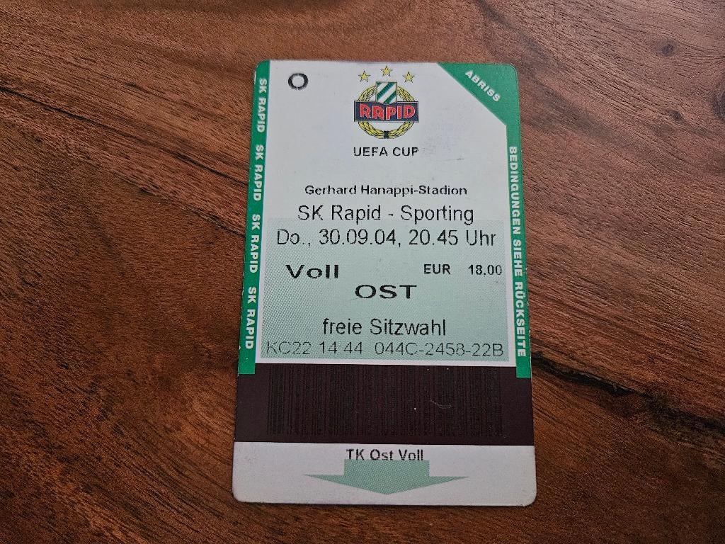 ⚽ Ticket Rapid Wien - Sporting P. Uefa-Cup 2004-2005 ⚽, Verzenden, Zo goed als nieuw, Buitenlandse clubs, Overige typen